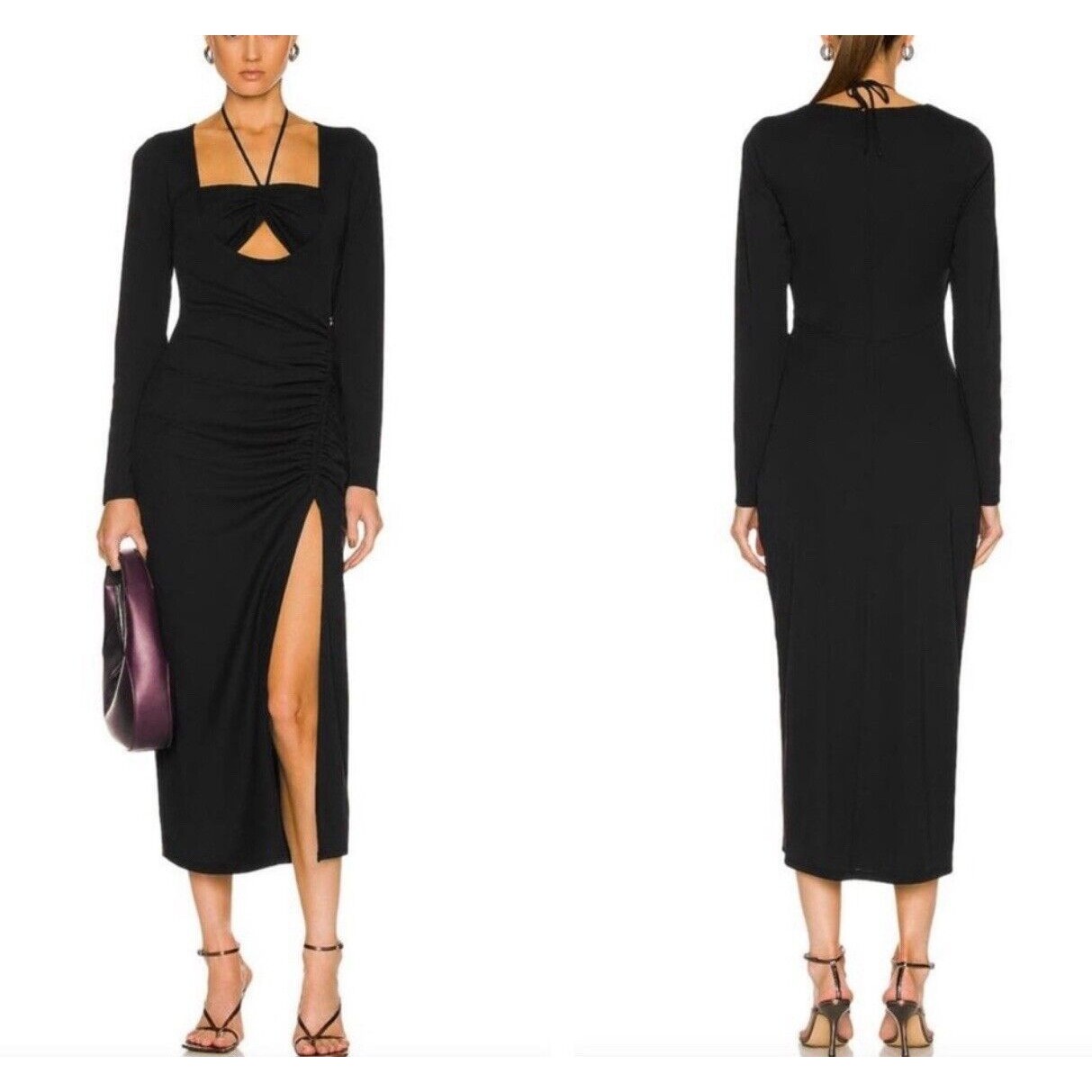 Nicholas Nadia Bandeau Halterneck Ruched Dress In Black Sz 6 New